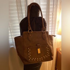 Hobo style handbag. Faux leather. Chocolate brown.